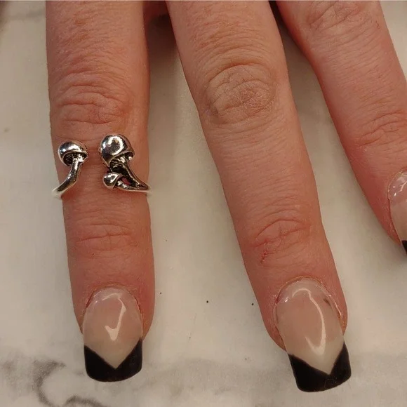 NEW Adjustable Open mushroom Ring silver fungi fantasy nature ring - Picture 2 of 4